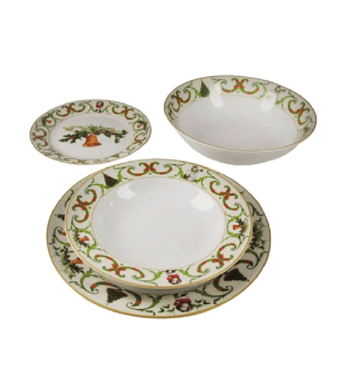 Fade Xmass Christmas White natale, servizio tavola 19 pezzi in fine porcellana