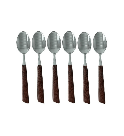 Bonomi set 6 cucchiaio tavola, manico plastica rovere, prodotti in italia