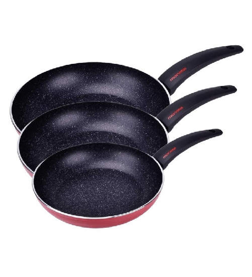 Moneta agata, set 3 padelle cm 30-26-22, adatto ad induzione qualità extra