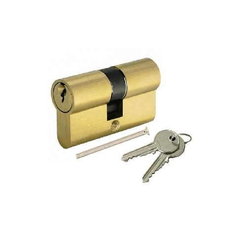 Serratura a cilindro 70 mm per porta con 2 chiavi senza pomello ottone lucido