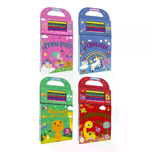Libri Da Colorare Assortiti Con 6 Matite Incluse