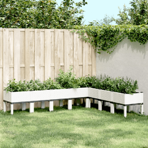 VidaXL Fioriera da Giardino con Gambe Bianca 200x160x42 cm in PP