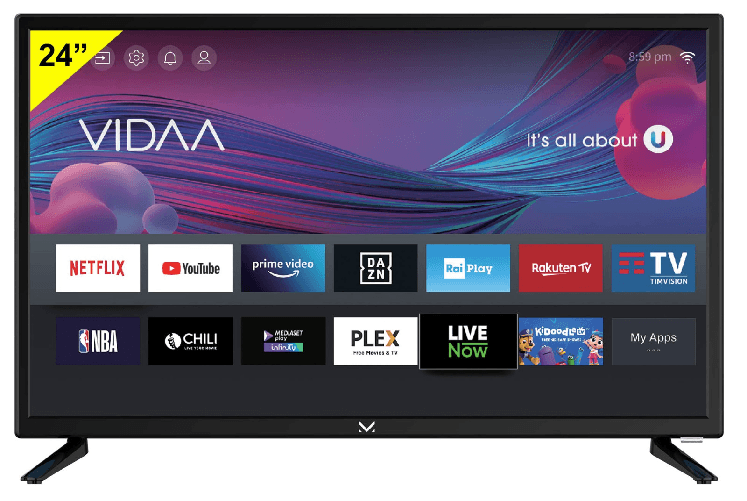 Majestic smart tv 24 pollici hd ready vidaa st24vd v3 nero wi-fi