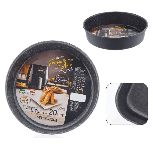TrAdE Shop Traesio Teglia Rotonda Forma Torta Alta 20cm Per Friggitrice Ad Aria Forno Antiaderente 054088 -