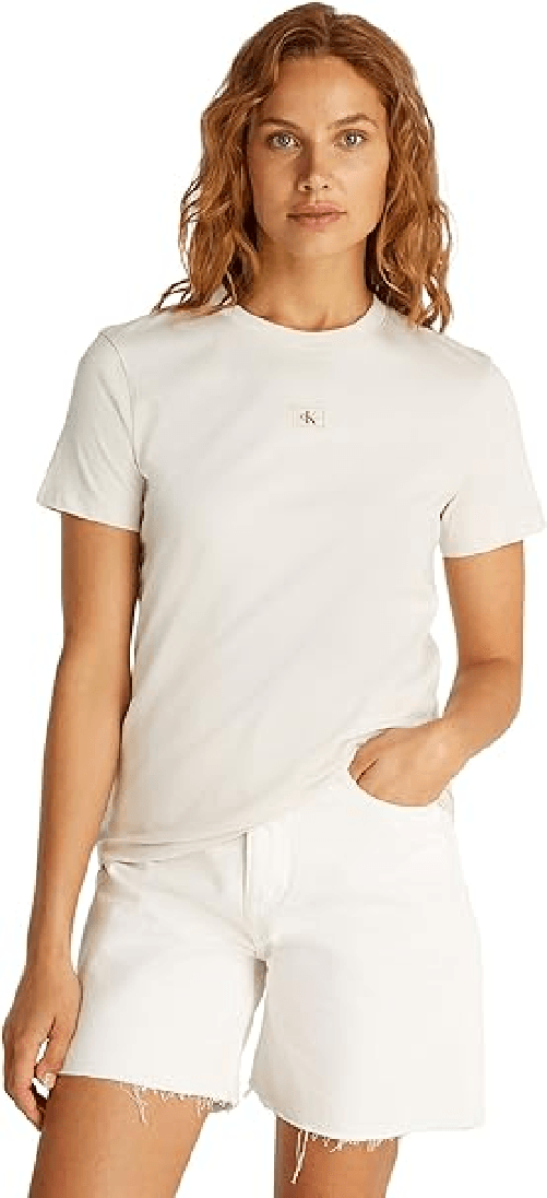 T SHIRT MAGLIA DONNA CALVIN KLEIN JEANS J20J225243 COTONE BEIGE ORIGINAL PE 2025 XL Beige T SHIRT MAGLIA DONNA CALVIN KLEIN JEANS J20J225243 COTONE BE