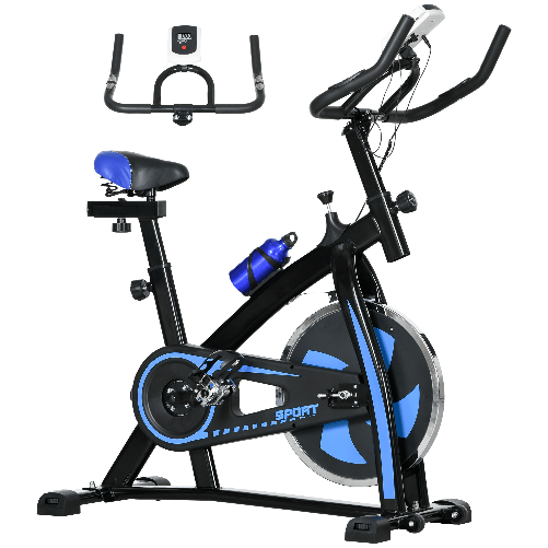 SPORTNOW Cyclette da Casa con Manubrio e Sella Regolabile e Monitor LCD, in Acciaio e ABS, 118x50x105