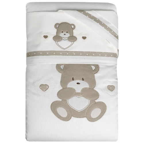 Piumino sfoderabile + Set lenzuola 3pz per Carrozzina Orso cuore Coccolissimi