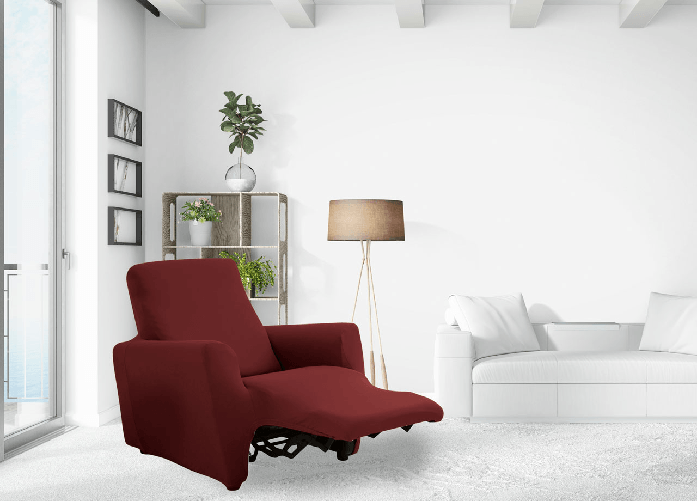 BIANCHERIAWEB Copripoltrona Reclinabile Elasticizzato Antimacchia Magic Tinta Unita Bordeaux Poltrona Relax