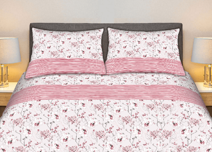 Completo Lenzuola Stiro Facile 100% Cotone Made Italy Effetto Seta Bouquet