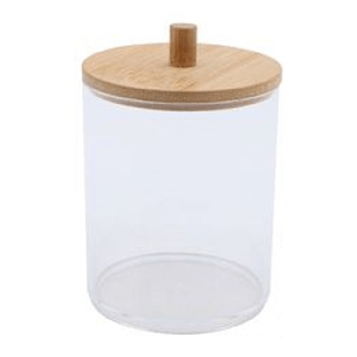 Contenitore Porta Cotton Fioc Organizer Trasparente Con Coperchio In Legno 7.1x10.3cm 10821 -