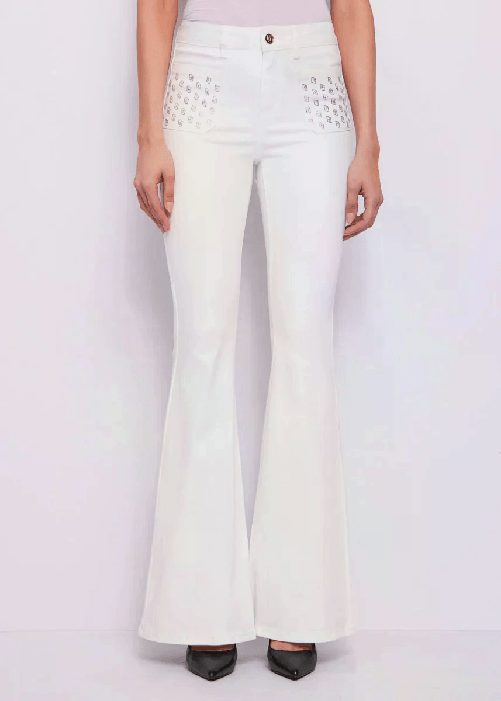 GAUDI' PANTALONE ZAMPA DONNA GAUDI 511BD25002 COTONE BIANCO ORIGINALE PE 2025 Colore Bianco,Taglia IT 40