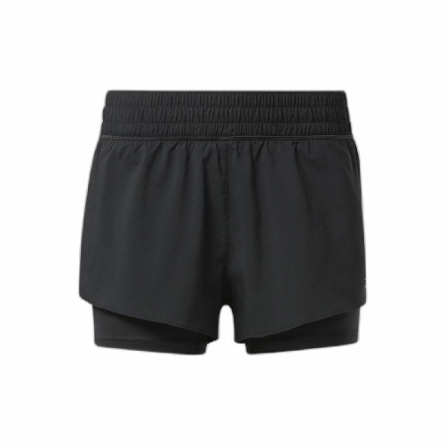 Reebok Pantaloncini Sportivi da Donna Reebok Wor Run 2 In 1 Short Nero