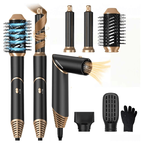 Air Styler 5in1 Spazzola Capelli Ad Aria Calda Asciugacapelli Liscio Onde Ricci Multifunzione -
