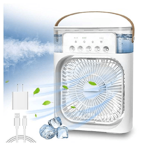 TrAdE Shop Traesio Mini Ventilatore Portatile Refrigeratore Luce Led A 7 Colori 3 Velocità 3 Modalità Spruzzo -
