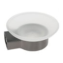 Porta Sapone Parete Stilizzato Acciaio Grigio Con Piattino Vetro Satinato Bagno 87937 -