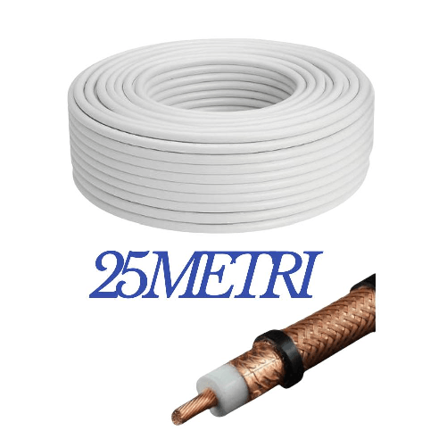 Bobina cavo tv Ø5 mm in rame puro 75 ohm da 25 metri per interni protetti