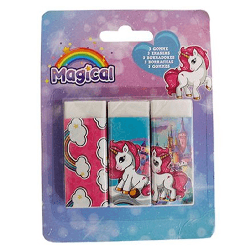 Set 3 Pz Gomme Per Cancellare Magico Unicorno Per Scuola Regalo Festa Bambine 737984 -