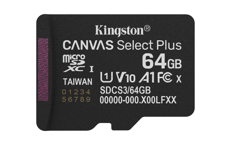 Kingston Technology 64GB micSDXC Canvas Select Plus Gen3 100R A1 (Adattatore SD non incluso) Kingston 64gb microsdxc canvas select plus gen3 a1 100mb/