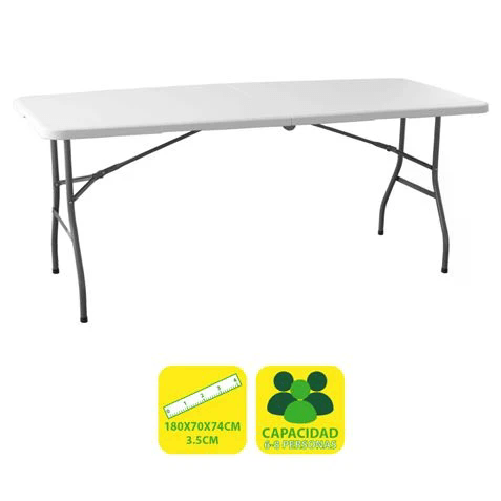 Tavolo pieghevole in resina Sungarden 180x70x74cm 35cm - Bianco