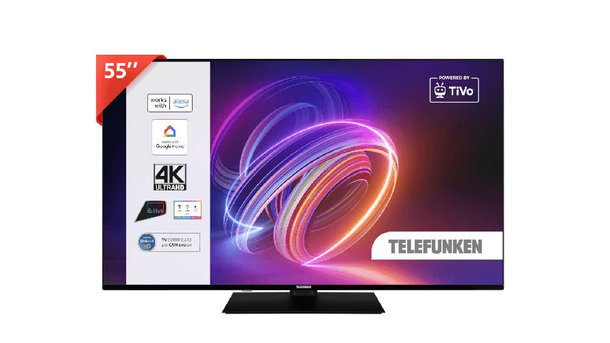 Telefunken smart tv 55" 4k ultra hd led te55750b46i2pz con alexa e google assistant
