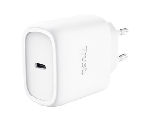 Trust caricatore usb-c gan 45w con cavo 2m ricarica rapida universale bianco