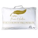 Guanciali Piume d'Autore, Set di 2 Cuscini Letto Matrimoniale Piuma d'Oca 50x80 cm, 1100g, Morbidi, Ipoallergenici e Ergonomici
