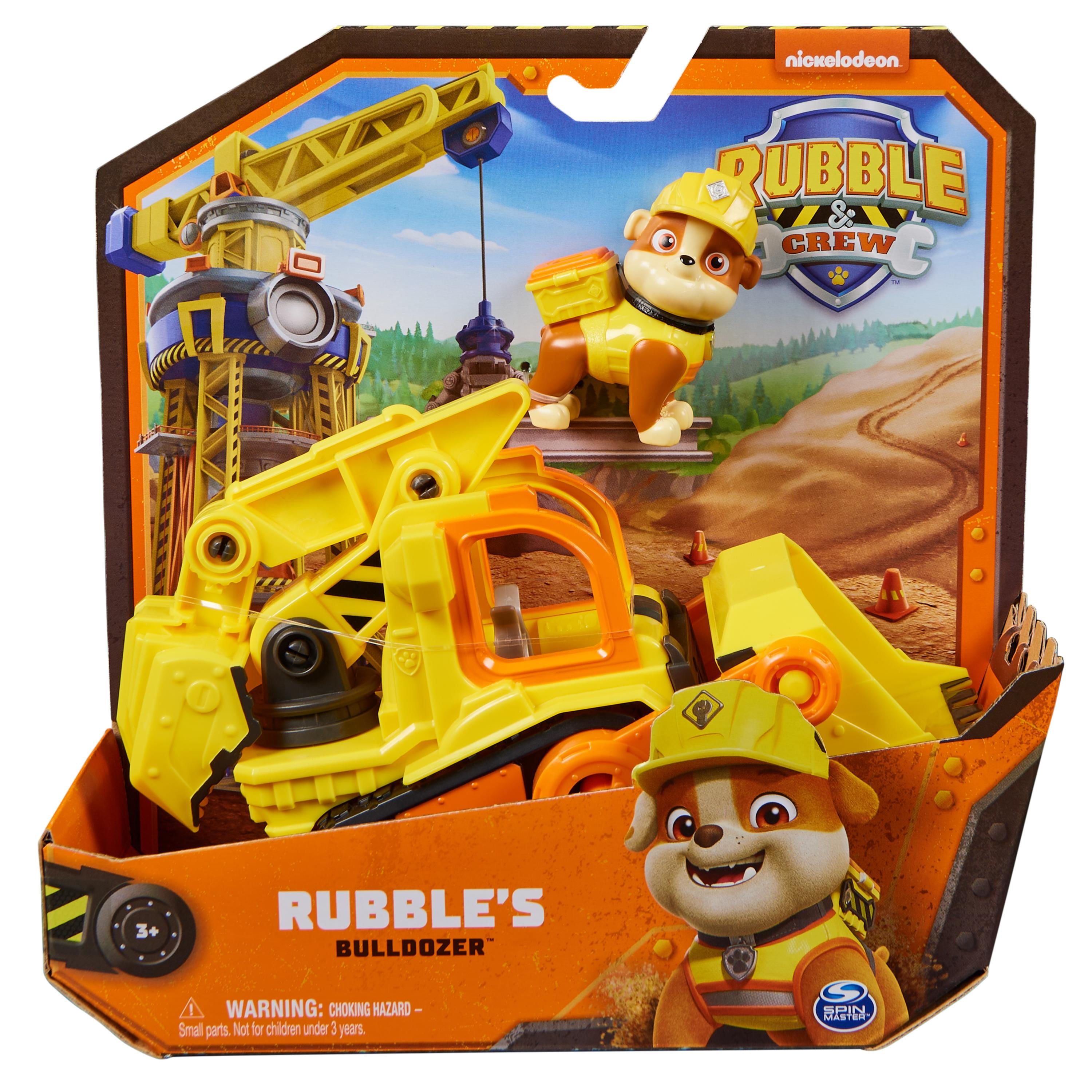 The Paw Patrol Rubble & Crew , camion giocattolo Charger's Crane Grabber con parti mobili e action figure da collezione Rubble & Crew , camion giocatt