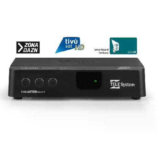 Telesystem Decoder Digitale Terrestre Dvb-s S2 Hevc Main10 Hd 1080p TELE System Decoder TV Sat TS9018HEVC tivùsat con smart card