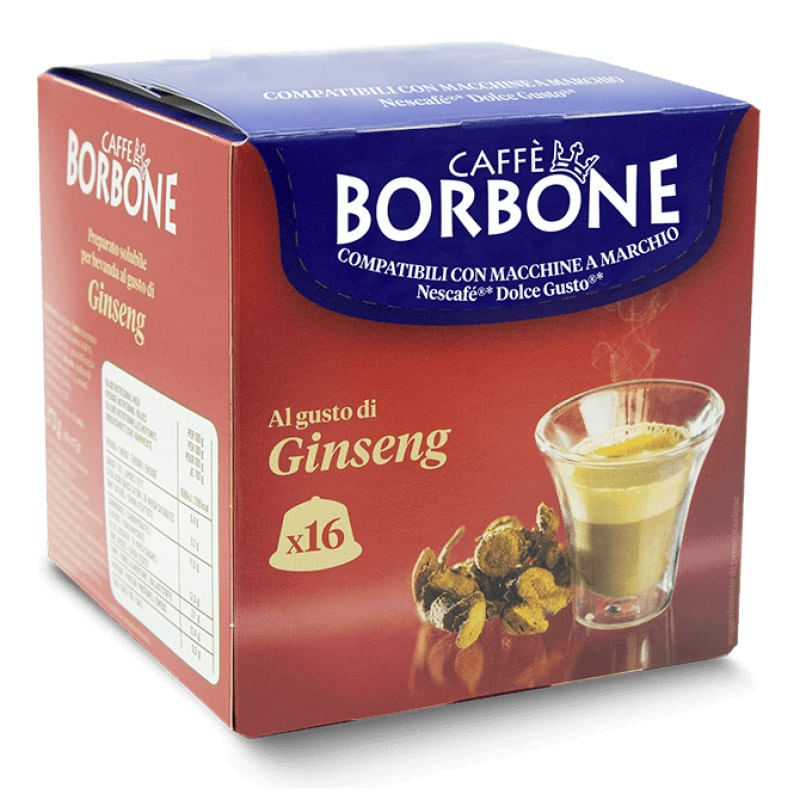 Caffè Borbone CAFFÈ AL GINSENG CAFFÈ BORBONE SUPERGINSENG - 16 CAPSULE COMPATIBILI DOLCE GUSTO da 17g Caffè Borbone Capsule per Dolcegusto Ginseng 16