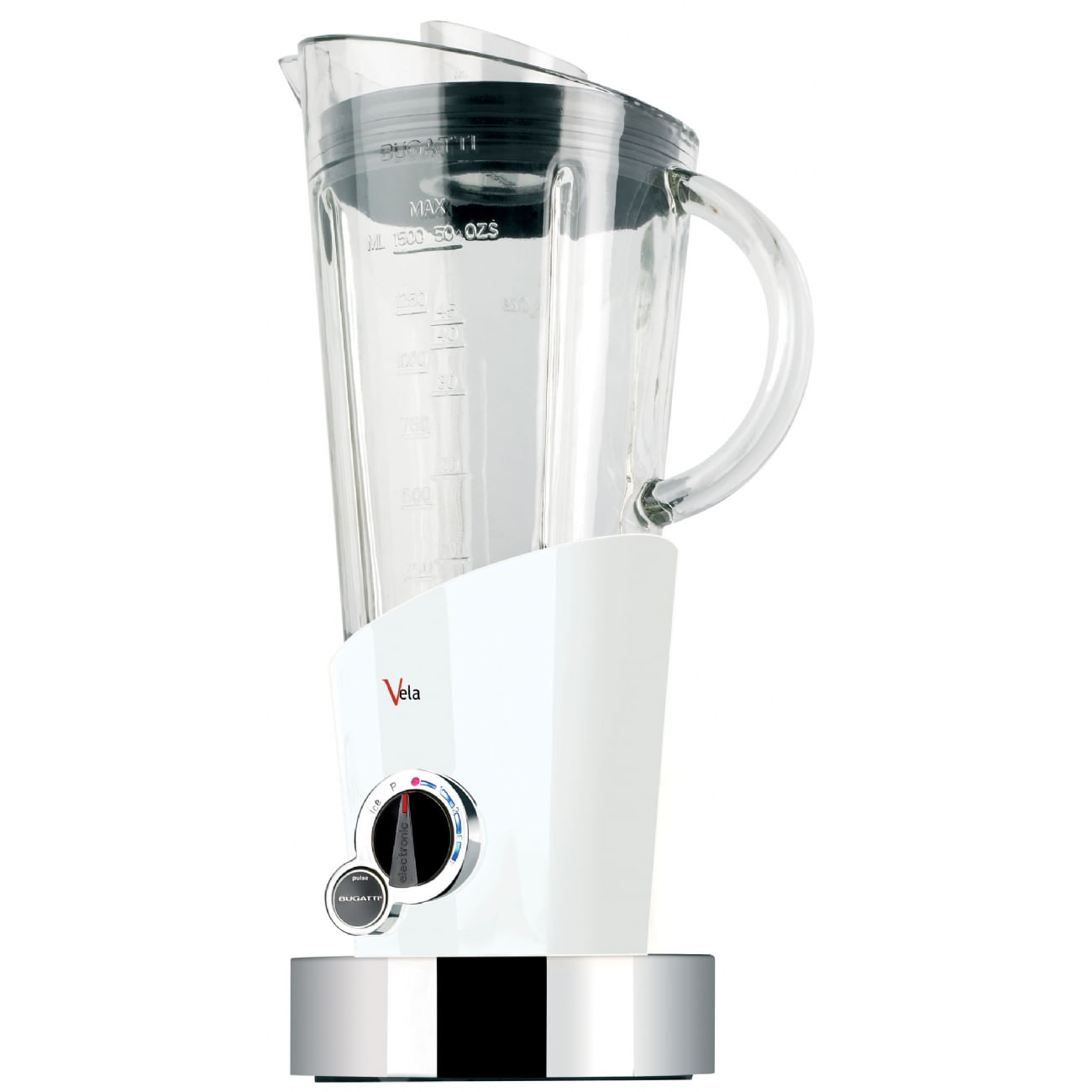 Casa Bugatti Bugatti Italy Vela Frullatore da tavolo 400 W Acciaio inox, Trasparente, Bianco Bugatti Italy Vela Frullatore da tavolo 400 W Acciaio ino