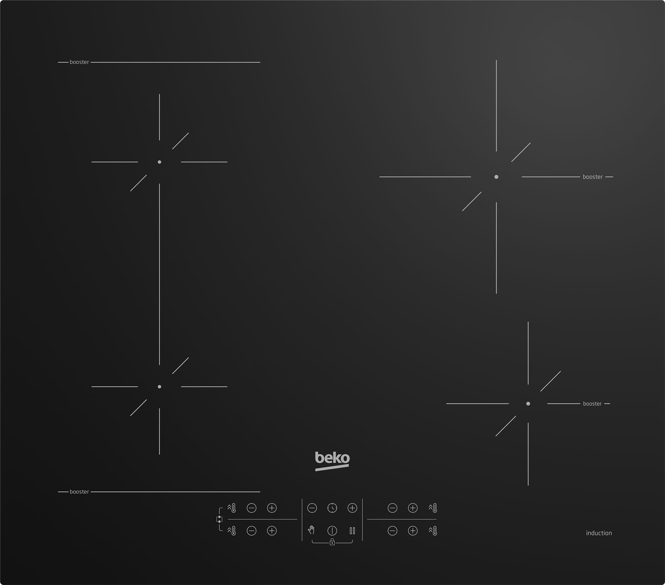 Beko HII64200SFMT piano cottura Nero Da incasso 59 cm Piano cottura a induzione 4 Fornello(i) Beko HII64200SFMT: Piano a Induzione, 4 Zone con 1 Sezio