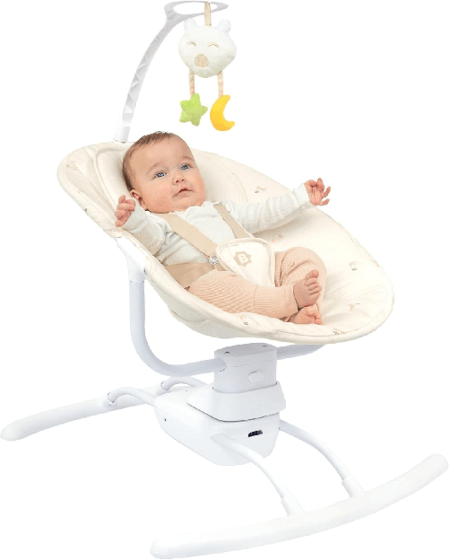 Babymoov Badabulle by Babymoov Altalena Laterale con Telecomando e Melodie BUDDY CREAM Badabulle B012307 sedia a dondolo per bambino