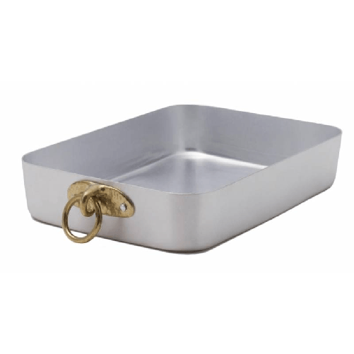 Rivadossi Sandro Rostiera / Teglia Rettangolare in Alluminio con 1 Anello in Ottone Ottinetti 1550 casseruola per arrosto 8,51 L Alluminio