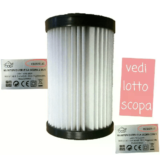 Dcg Filtro HEPA Lavabile per Nuova Scopa DCG BS3070N – Lotto: 05/2020-Jc DCG Eltronic Scopa Elettrica S/S BS3070