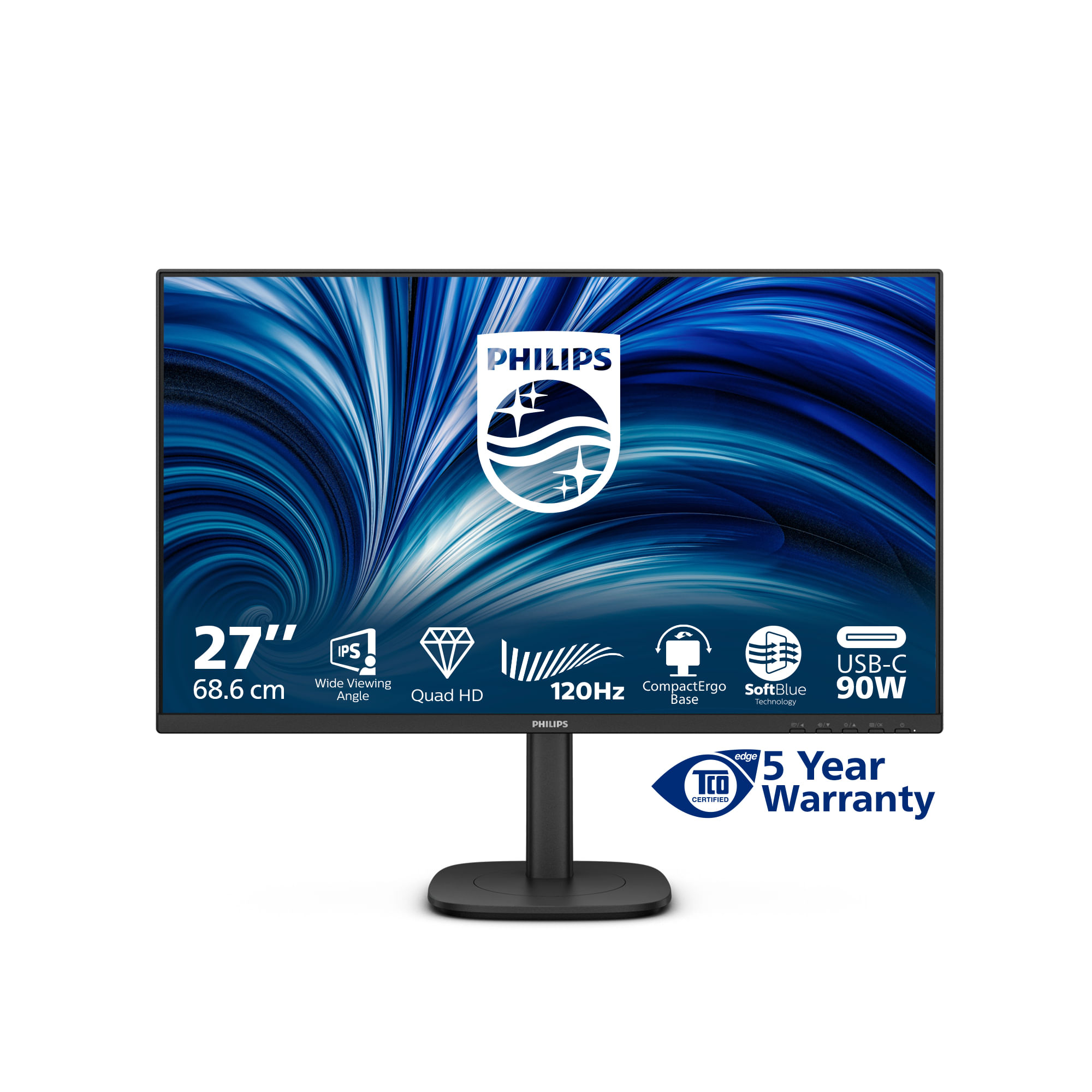 Philips 3000 series 27B2U3601/00 Monitor PC 68,6 cm (27") 2560 x 1440 Pixel Quad HD LCD Nero Philips Monitor Pc 27'' QHD 27B2U3601-00 Lcd Nero
