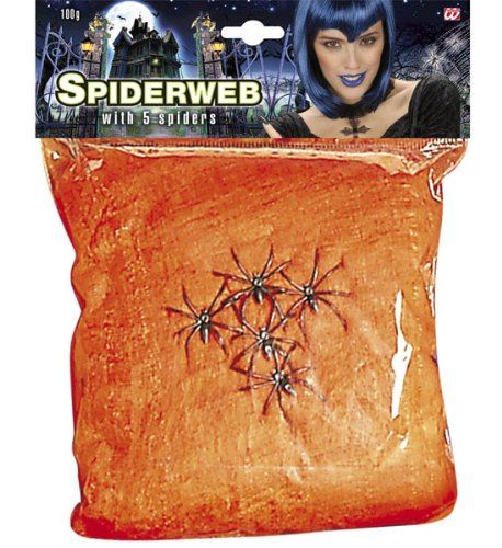 W Widmann Milano Party Fashion WIDMANN 5404A busta ragnatela 100 g arancione con 5 ragni WIDMANN Ragnatela Arancione Da 100 G Con 5 Ragni