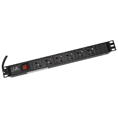 Link Multipresa Da Rack 19 6 Prese Universali Con Interruttore Spina Italiana 16A Colore Nero Viti Incluse Link Accessori LK10060 porta accessori Barr