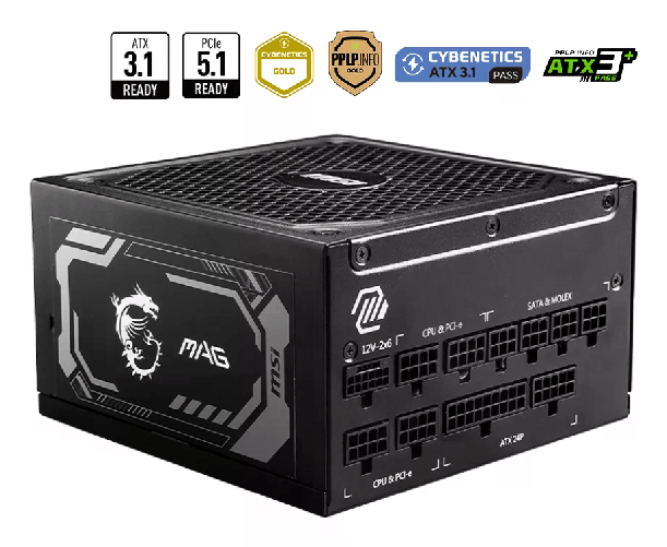 MSI MAG A1250GL PCIE5 alimentatore per computer 1250 W 24-pin ATX ATX Nero