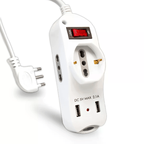 V-TAC Multipresa con Cavo 15m 2 Prese Laterali 10/16A 2P+T Bipasso 1 Frontale 10/16A 2P+T Schuko 2 USB con Interruttore V-TAC 8745 prolunghe e multipl