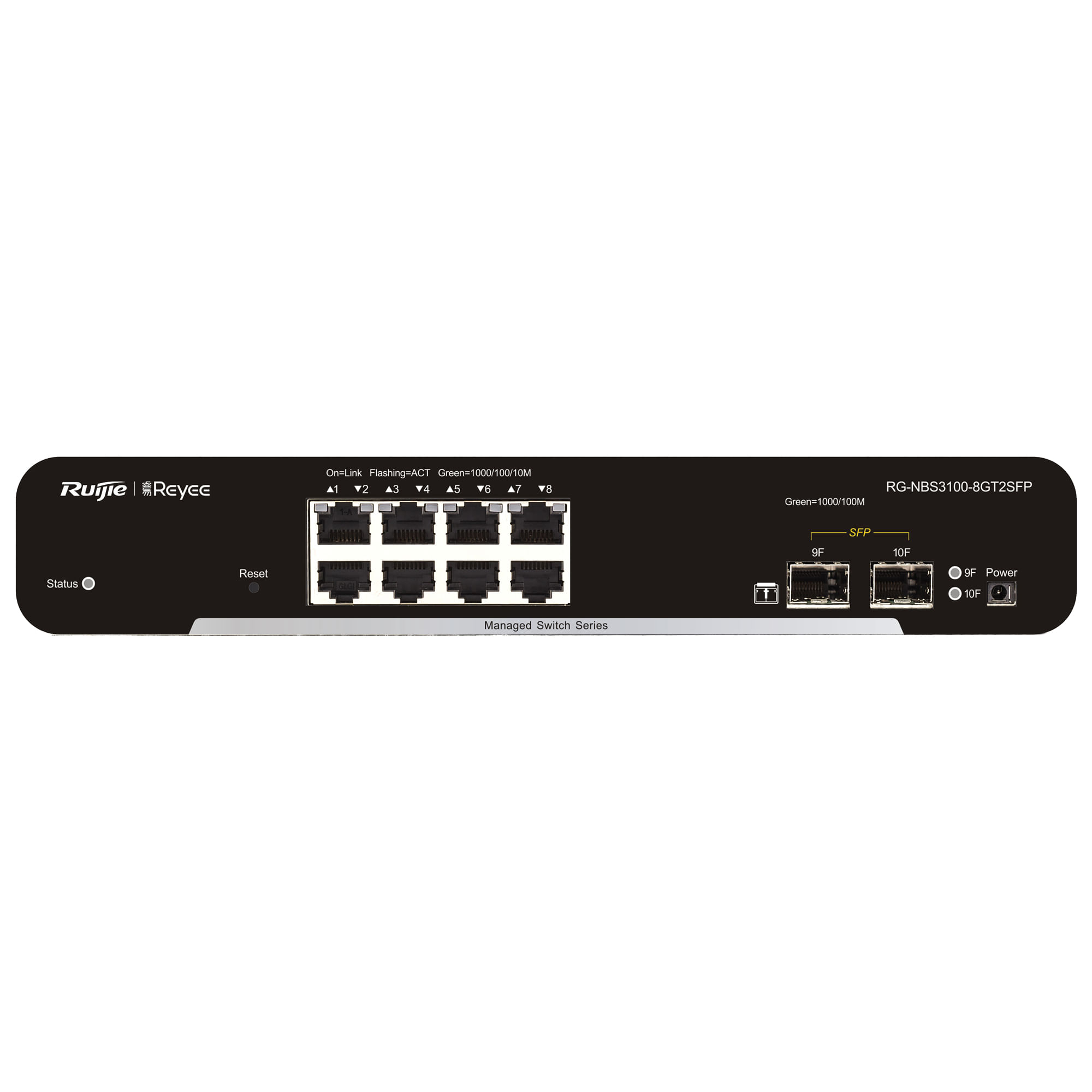 10Pos Ruijie Networks RG-NBS3100-8GT2SFP switch di rete Gestito L2 Gigabit Ethernet (10/100/1000) Nero Ruijie Networks RG-NBS3100-8GT2SFP switch di re
