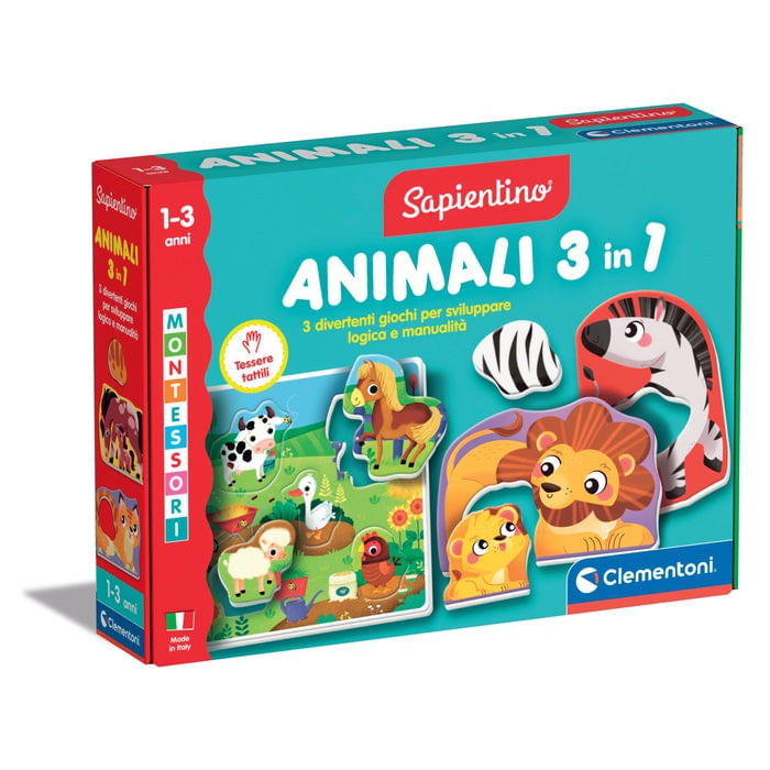 Clementoni Montessori 16460 giocattolo educativo Sapientino Montessori - Animali 3 In 1