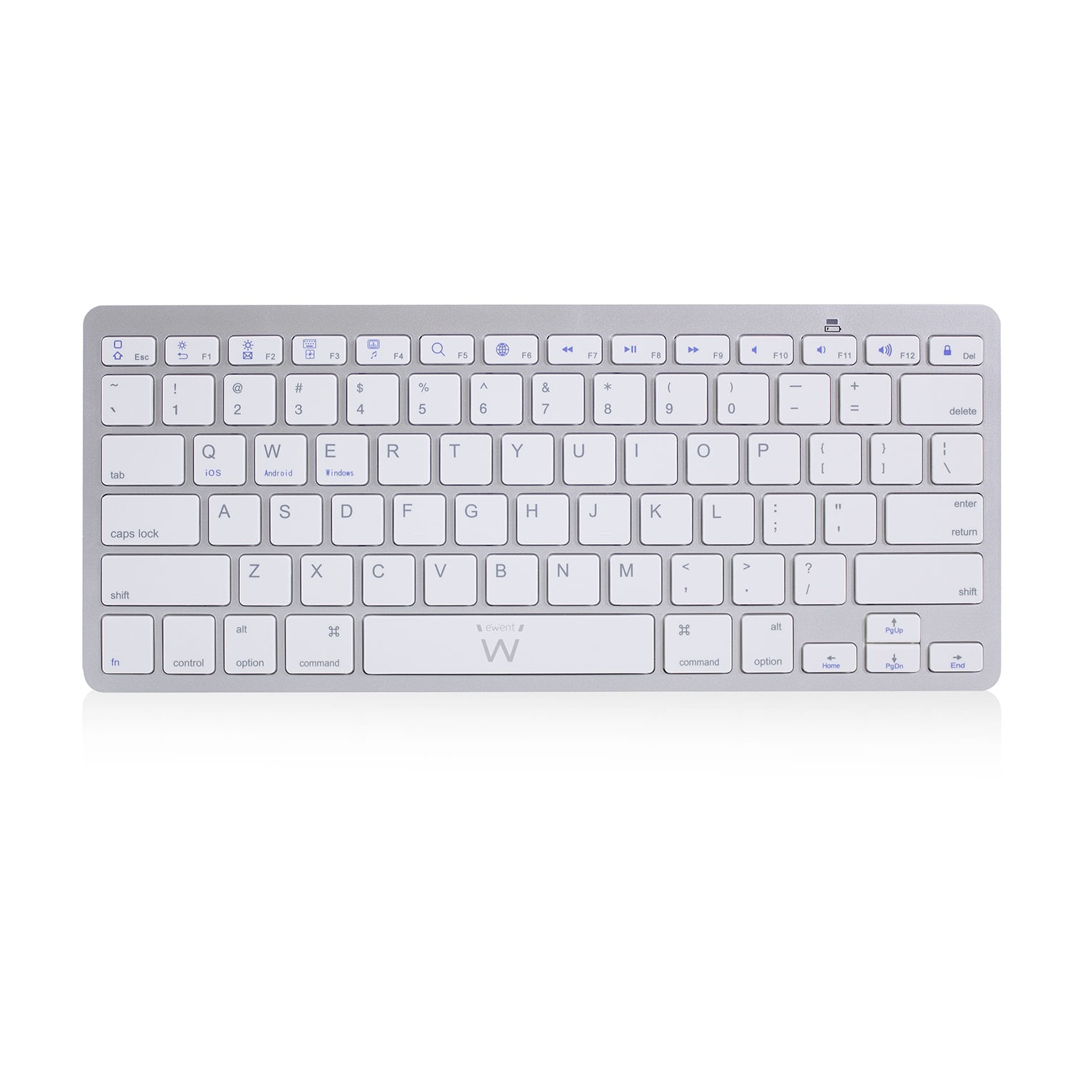 Ewent EW3161 tastiera Ufficio Bluetooth QWERTY Spagnolo Argento, Bianco