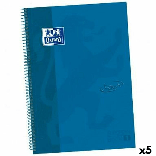 Quaderno con Anelli Oxford TOUCH EUROPEANBOOK Azzurro A4+ 80 Pagine (5 Unità)