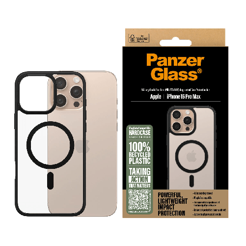PanzerGlass HardCase Transparent w. Black MagSafe & Frame iPhone 16 Pro Max custodia per cellulare Cover Nero PanzerGlass Protettore Schermo per Cel
