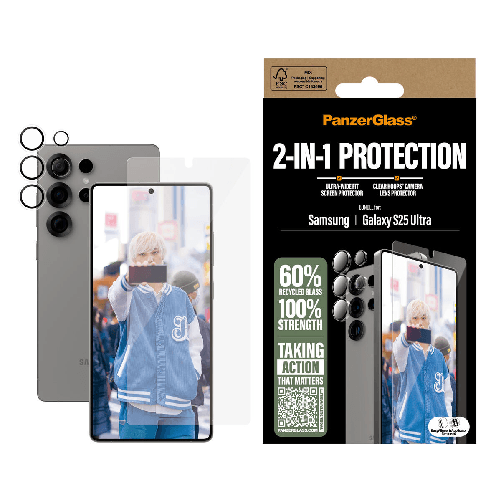PanzerGlass 2-in-1 Protection Bundle Samsung Galaxy S25 Ultra Pellicola proteggischermo trasparente 1 pz PanzerGlass Protettore Schermo per Cellular