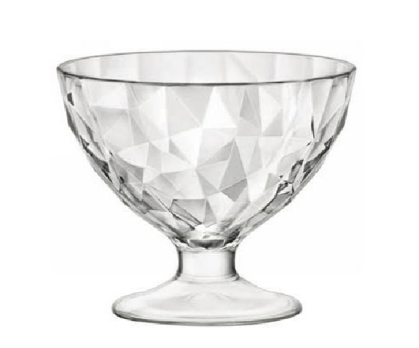 Set 6 coppette Diamond con piede cl.36 in vetro Bormioli