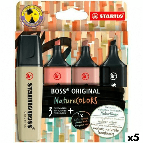 Set di Evidenziatori Stabilo BOSS ORIGINAL NATURECOLORS Multicolore 4 Pezzi (5 Unità)