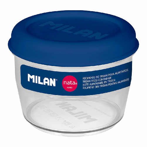 Porta pranzo Ermetico Milan 500 ml Azzurro Trasparente Plastica Rotonda Ø 12 cm