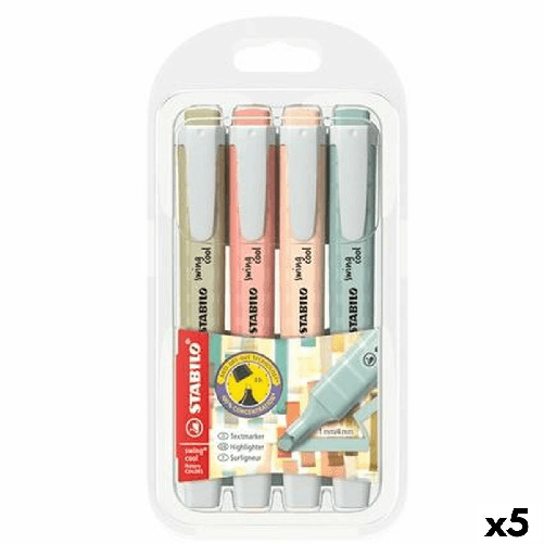 Set di Evidenziatori Stabilo SWING COOL NATURECOLORS Multicolore 4 Pezzi (5 Unità)