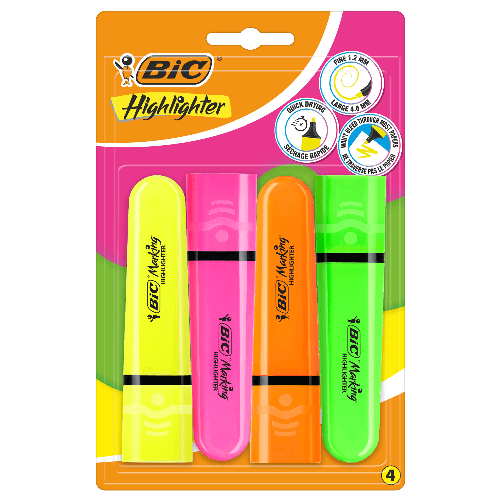 BIC Astuccio 4 evidenziatori Flat colori assortiti fluo BIC